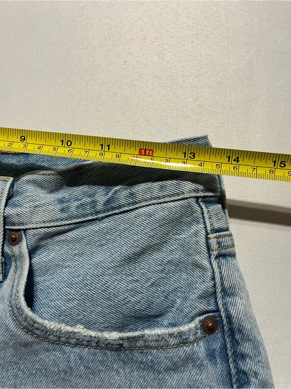 Levi's 501 Womens W26 Light Blue High Rose Button Closure Denim Long Jean Shorts